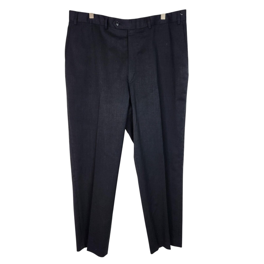 HART SCHAFFNER MARX Dress Pants Mens 38 Gray Wool Blend Flat Front Tailored